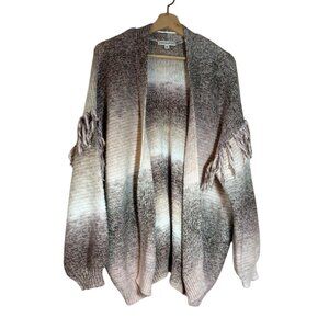 Frye and Co. Knit Open Front Cardigan with Fringe Sleeves Size XL